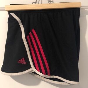 Adidas Climalite Athletic Shorts - Black with White and Pink Stripes